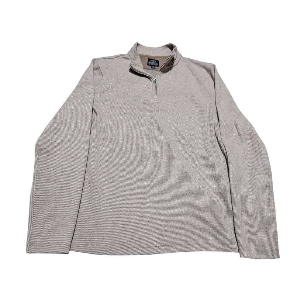 J.Crew Authentic Fleece Mens Medium Tan Ribbed Quarter Zip Pullover Sweater